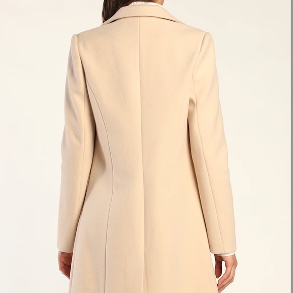Lulus Chic Feelings Cream Long Sleeve Coat White - Size S - Picture 5 of 6